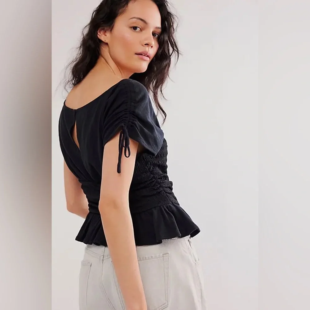 NWOT Free People Jessie Twofer Tie Shoulder Top